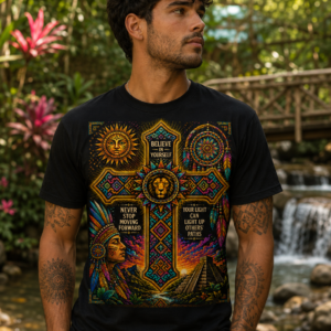 Believe in Yourself Lion Cross Black Unisex T-Shirt