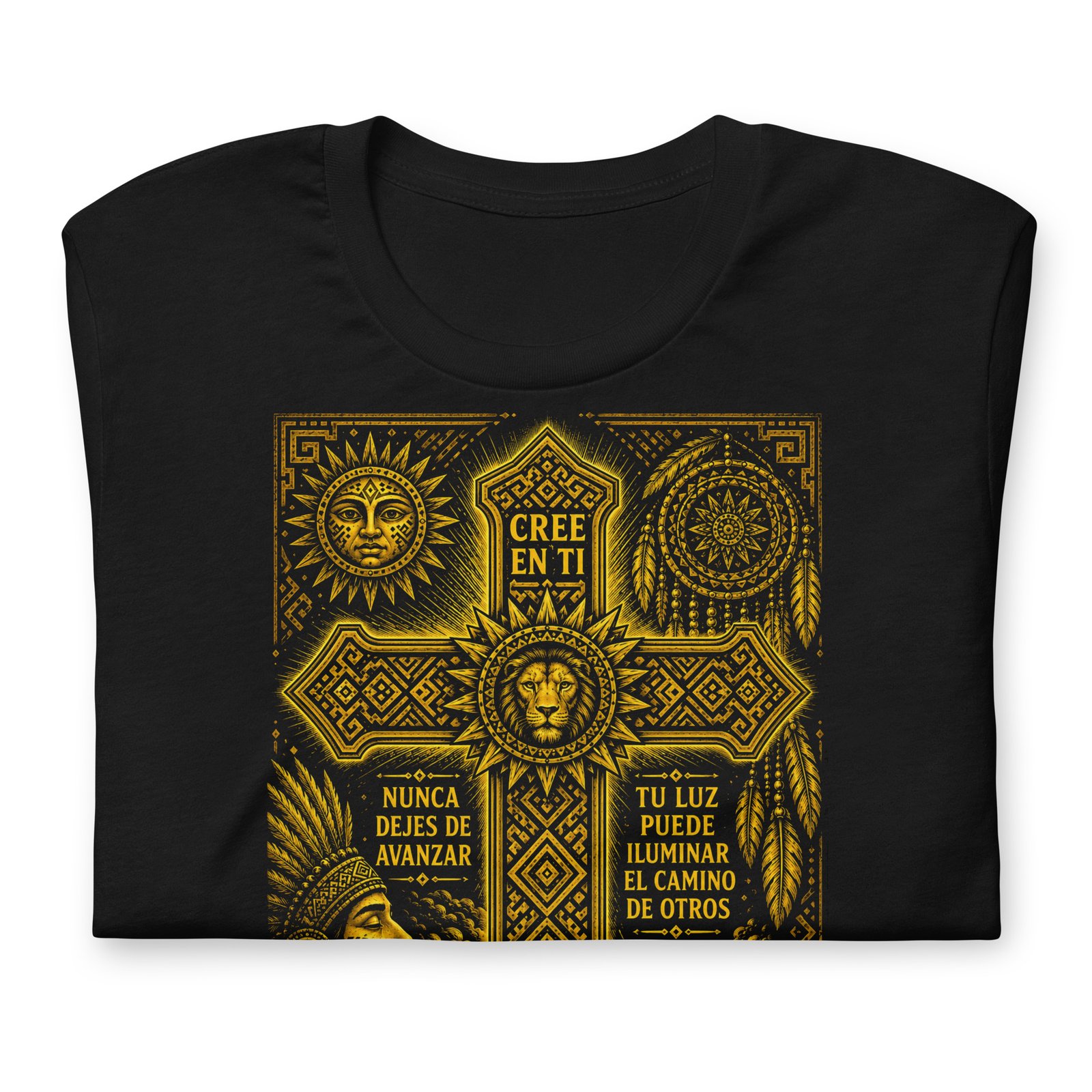 Believe in Yourself Lion Cross Gold Unisex T-Shirt – Inspirational Tribal Faith Art - Imagen 18