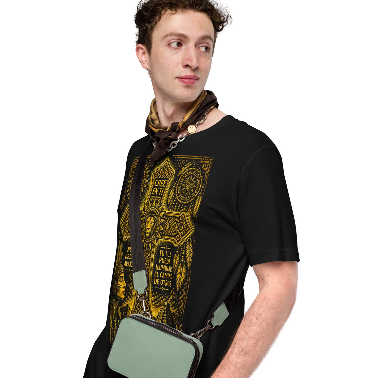 Believe in Yourself Lion Cross Gold Unisex T-Shirt – Inspirational Tribal Faith Art - Imagen 21