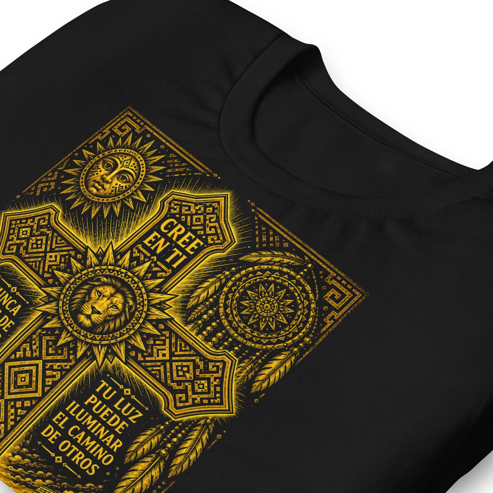 Believe in Yourself Lion Cross Gold Unisex T-Shirt – Inspirational Tribal Faith Art - Imagen 19