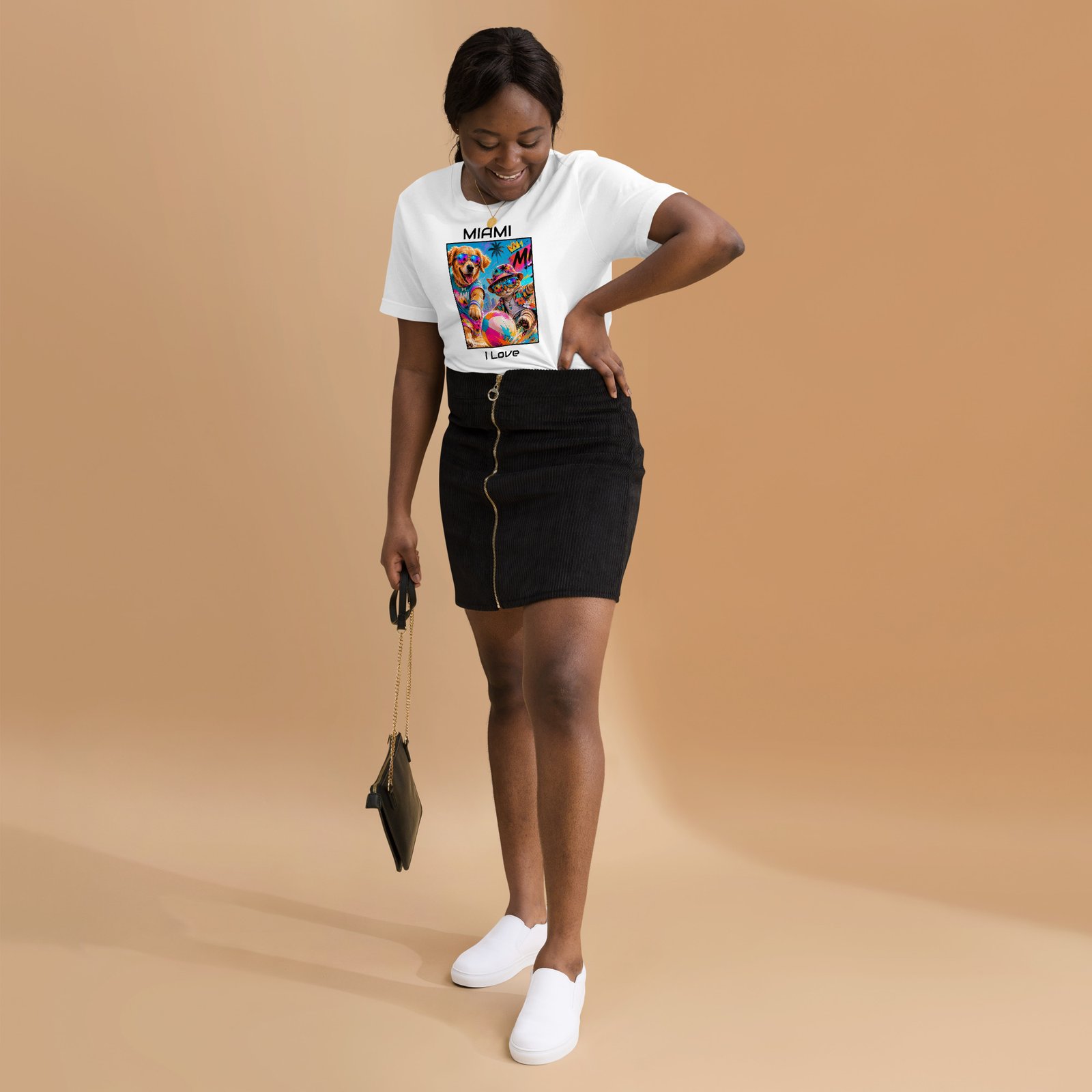 Cool Paws Miami Vibes White Unisex T-Shirt – Dog & Cat Beach Party Art - Imagen 33