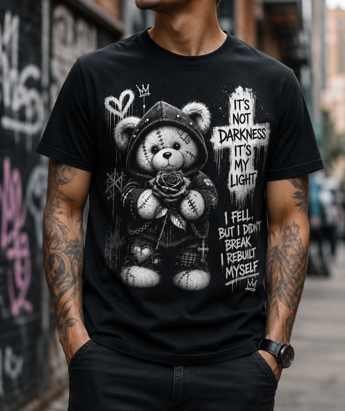 Gothic Teddy Bear Dark Aesthetic Unisex T-Shirt