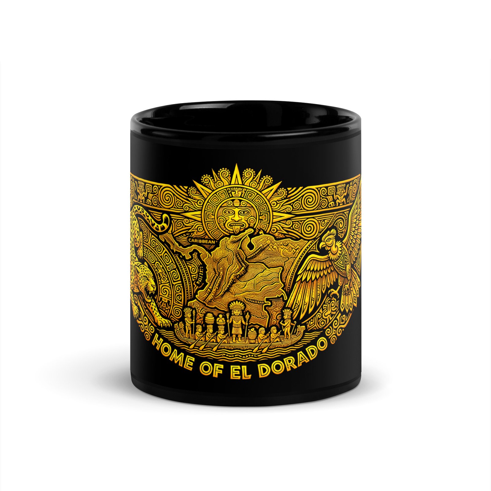 Colombia El Dorado Pre-Columbian Art Black Coffee Mug – Unique Colombian Souvenir Gift