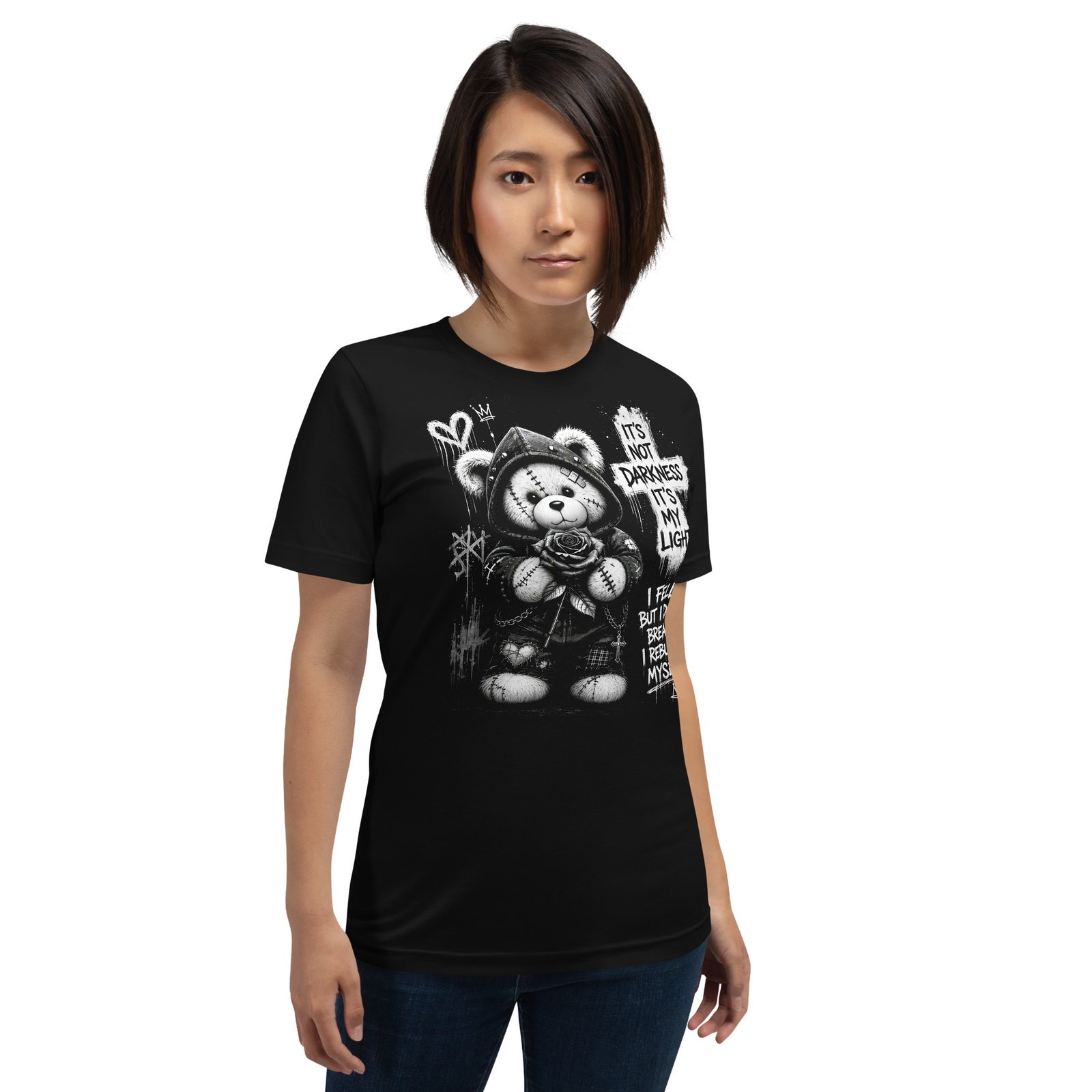 Gothic Teddy Bear Dark Aesthetic Unisex T-Shirt - Imagen 21