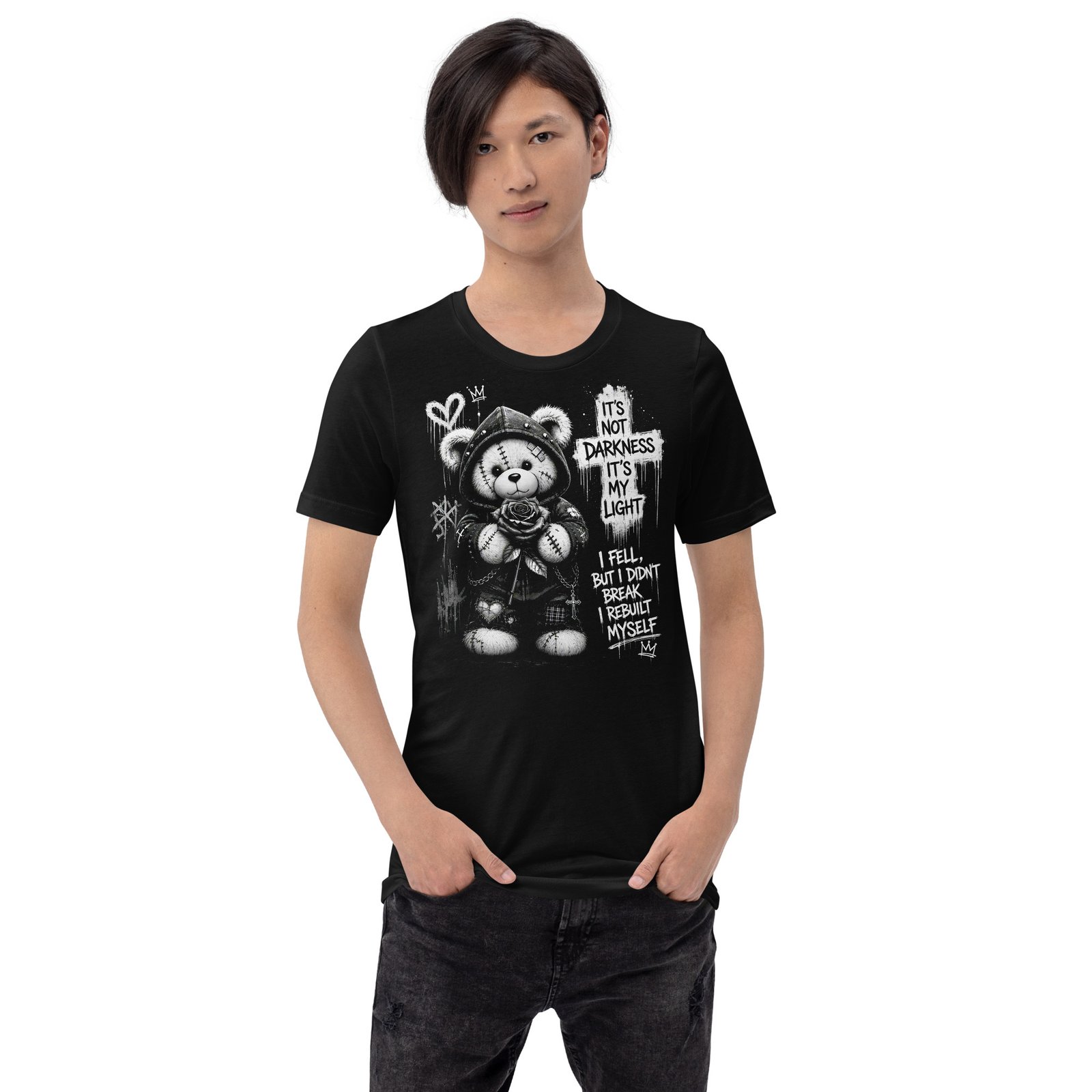 Gothic Teddy Bear Dark Aesthetic Unisex T-Shirt - Imagen 14