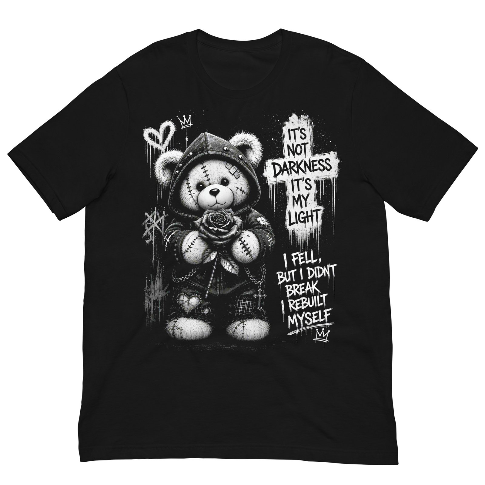 Gothic Teddy Bear Dark Aesthetic Unisex T-Shirt - Imagen 7