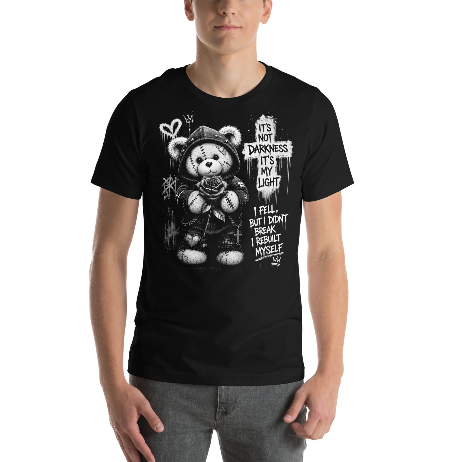 Gothic Teddy Bear Dark Aesthetic Unisex T-Shirt - Imagen 8