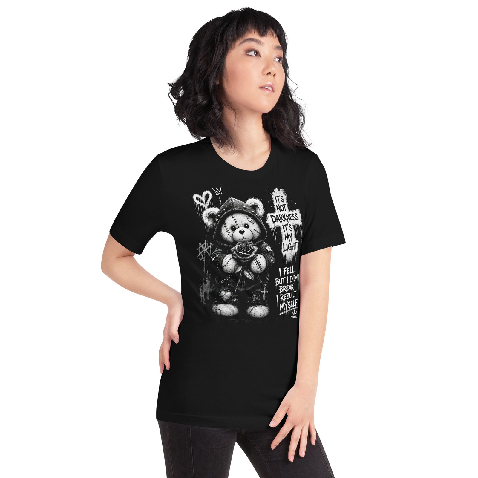 Gothic Teddy Bear Dark Aesthetic Unisex T-Shirt - Imagen 20