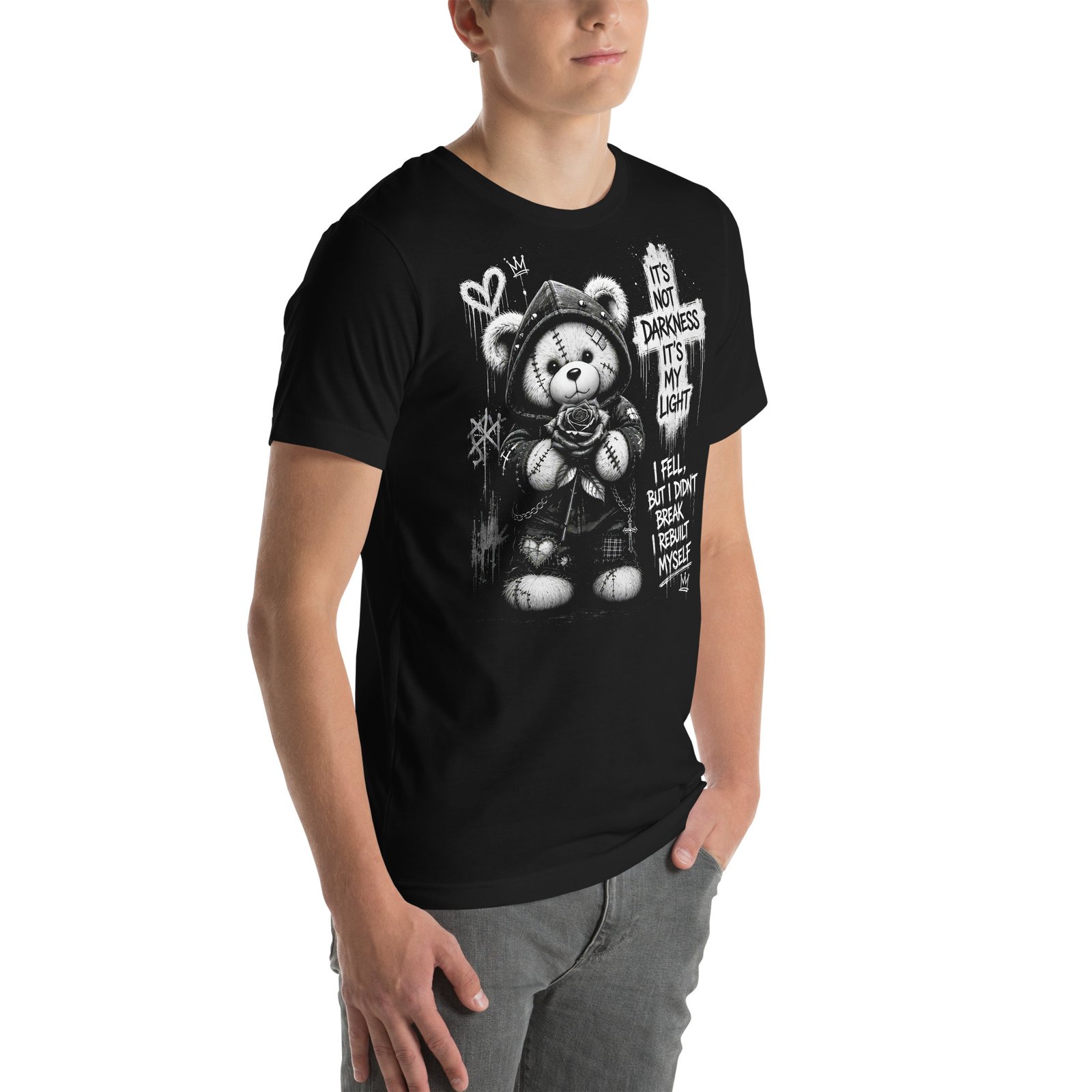 Gothic Teddy Bear Dark Aesthetic Unisex T-Shirt - Imagen 9