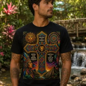 Believe in Yourself Lion Cross Black Unisex T-Shirt