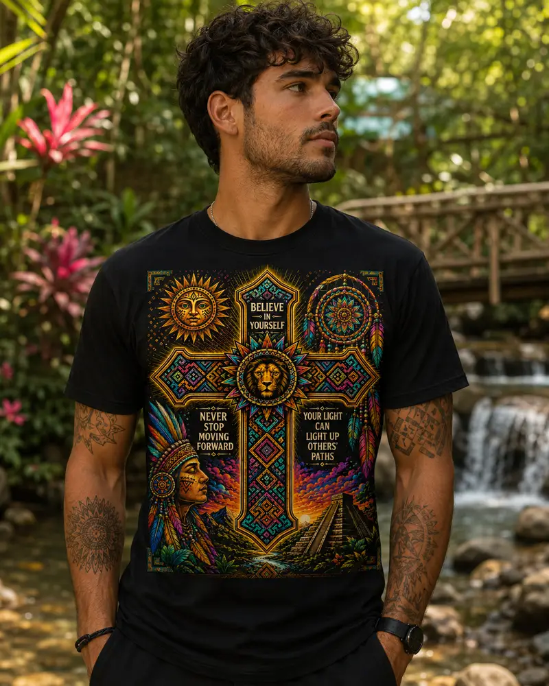 Believe in Yourself Lion Cross Black Unisex T-Shirt