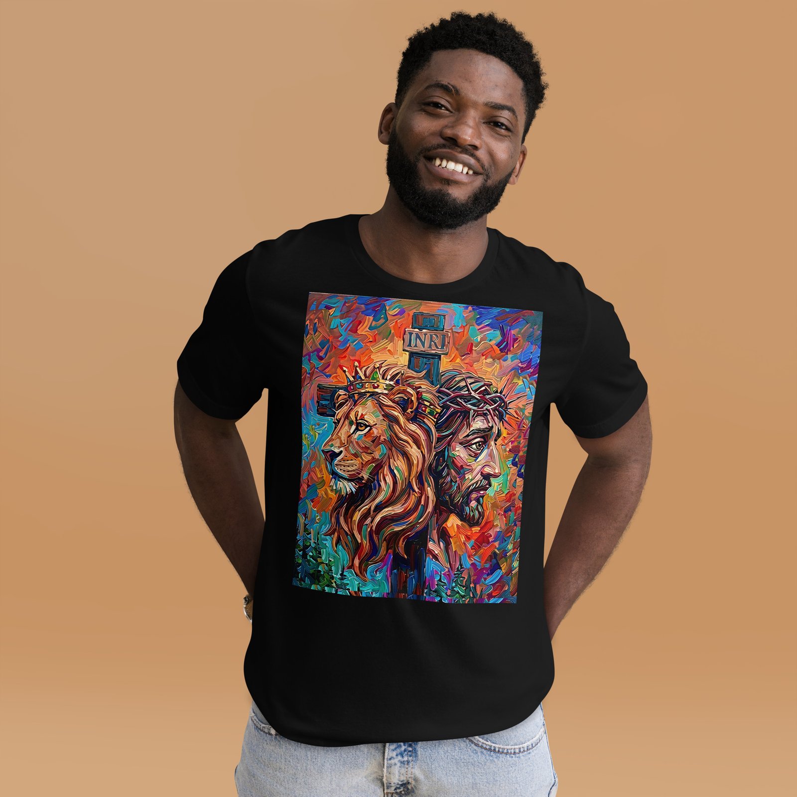 Unisex Lion & Crown of Thorns Christian Art T-Shirt - Imagen 16