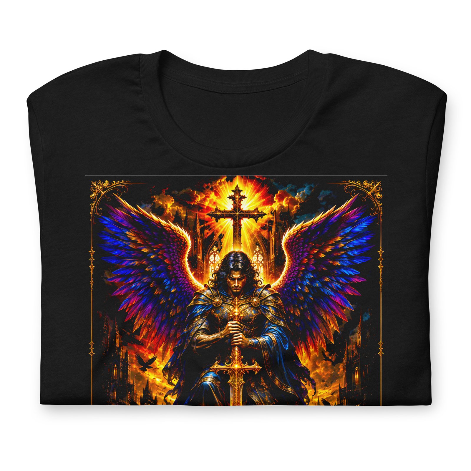 Psalm 91 Guardian Angel Christian Black Unisex T-Shirt - Imagen 13