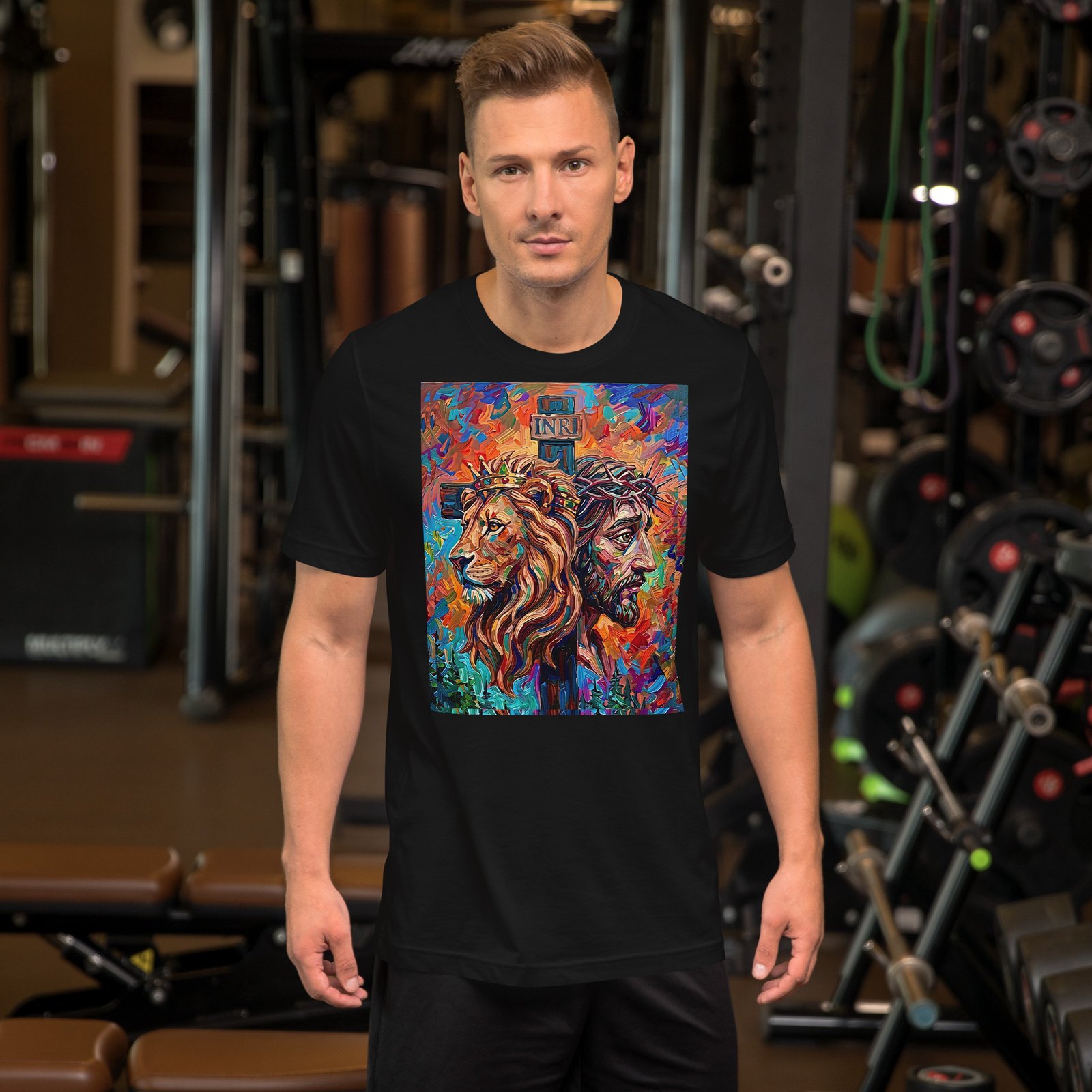 Unisex Lion & Crown of Thorns Christian Art T-Shirt - Imagen 13