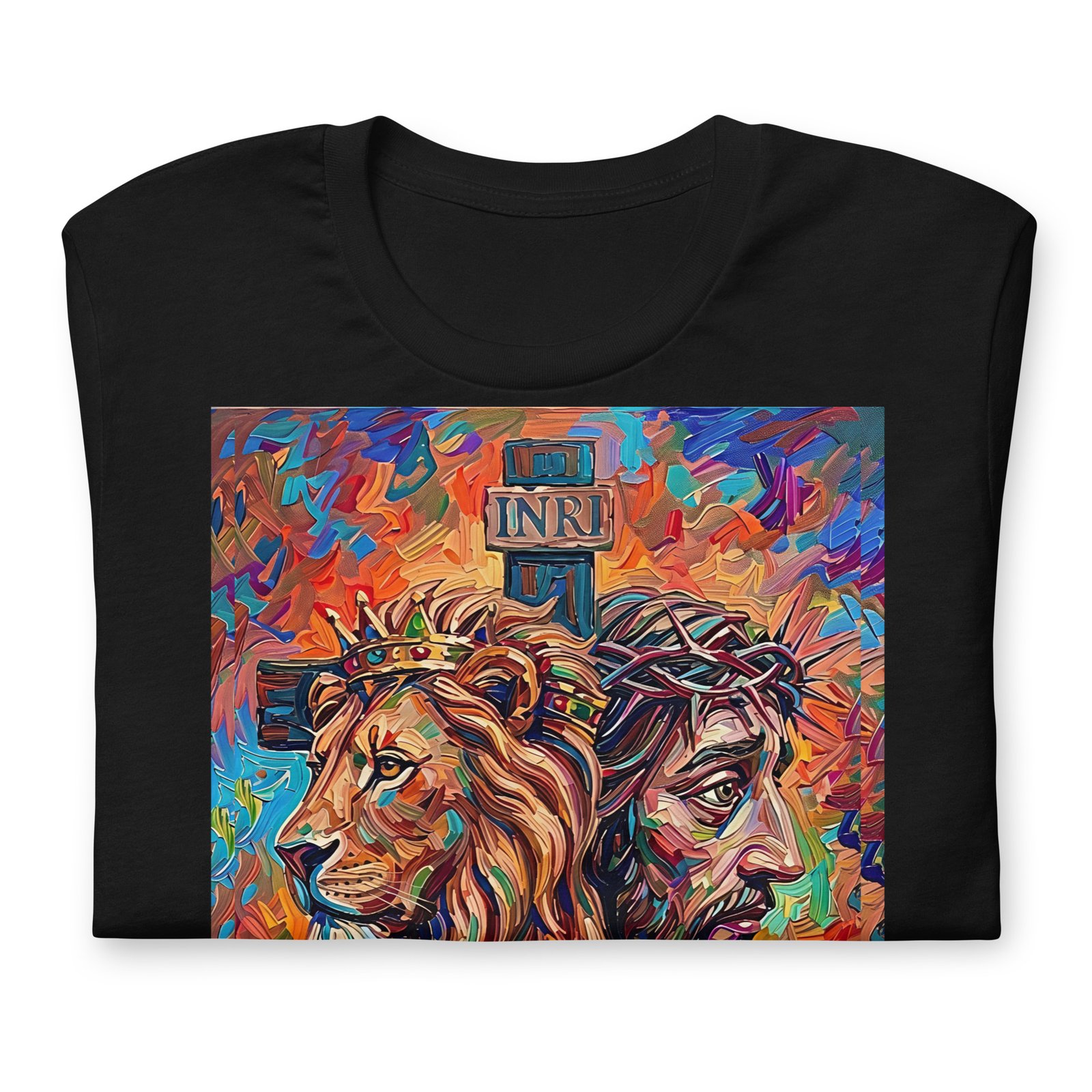 Unisex Lion & Crown of Thorns Christian Art T-Shirt - Imagen 11