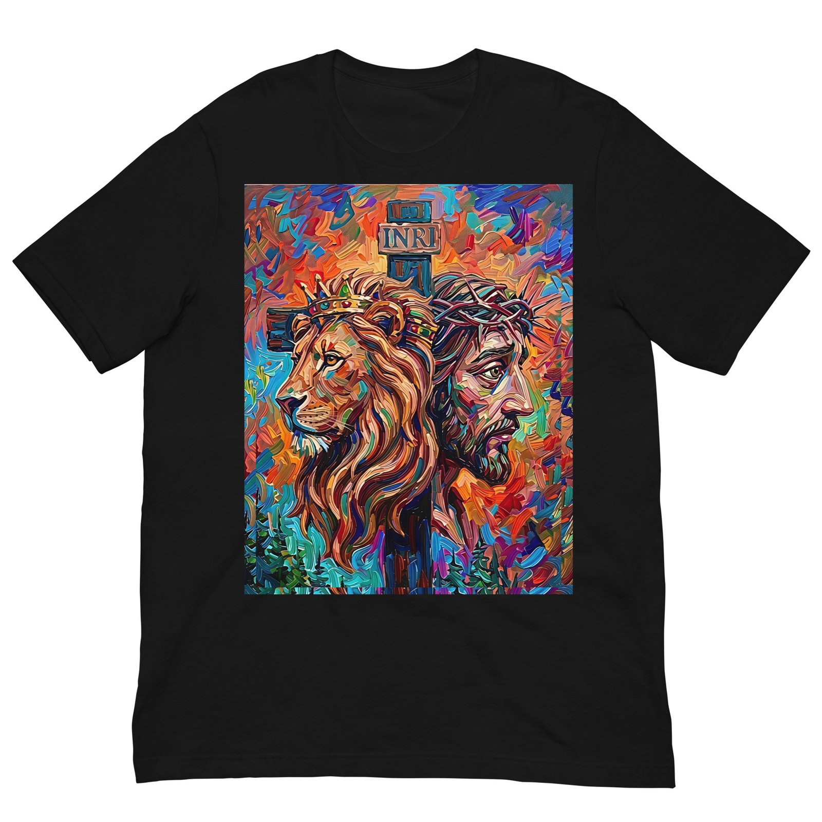 Unisex Lion & Crown of Thorns Christian Art T-Shirt - Imagen 7