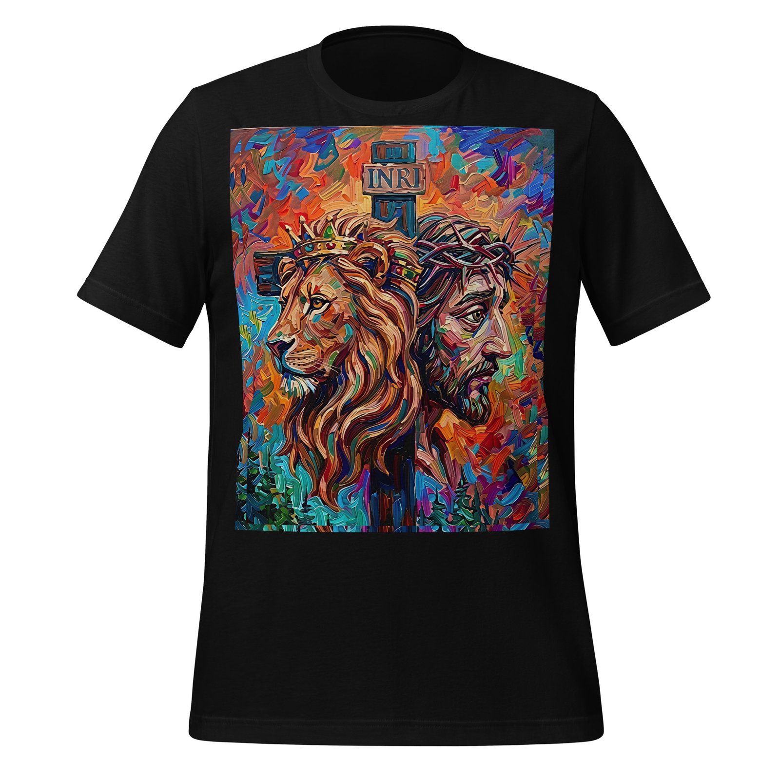 Unisex Lion & Crown of Thorns Christian Art T-Shirt - Imagen 5
