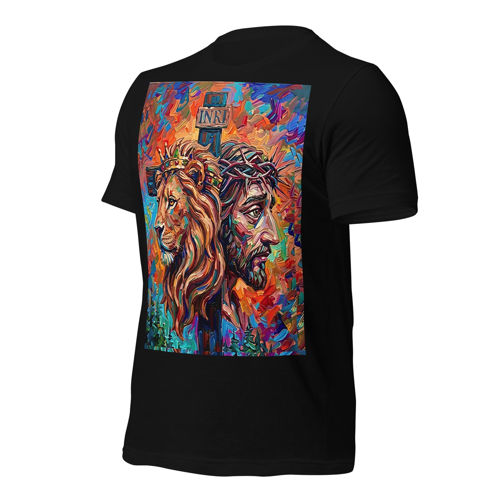 Unisex Lion & Crown of Thorns Christian Art T-Shirt - Imagen 3