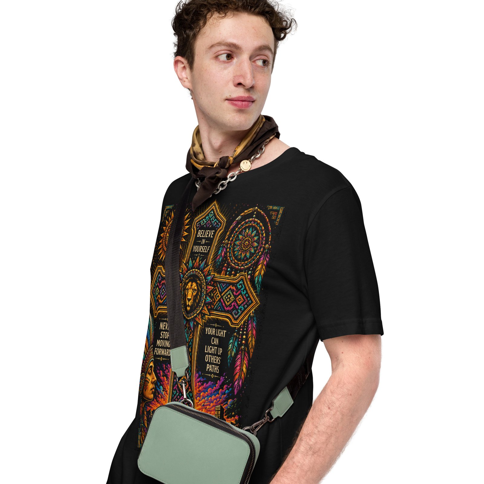 Believe in Yourself Lion Cross Black Unisex T-Shirt - Image 15